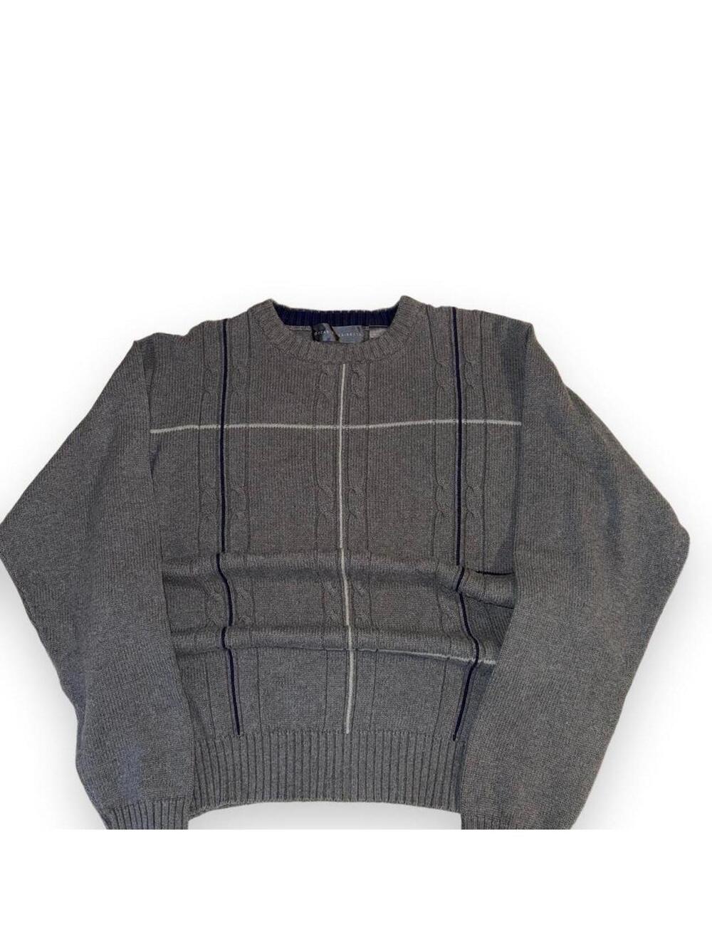 Oscar De La Renta Men's Grey and Blue Jumper